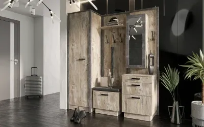 Прихожая «Амели» Тумба с вешалкой Дуб Юкон/Бетон темный (Ш*В*Г) 592х2016х458 мм. Прихожая «Амели» Тумба с вешалкой Дуб Юкон/Бетон темный (Ш*В*Г) 592х2016х458 мм.