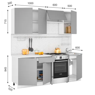 Кухня Норд ЧП 2.1 м  Глянец белый/глянец шоколад