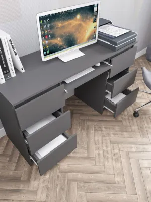 Стол письменный «Челси» 6 ящиков Графит/графит (ШхВхГ) 1386х768х490 мм