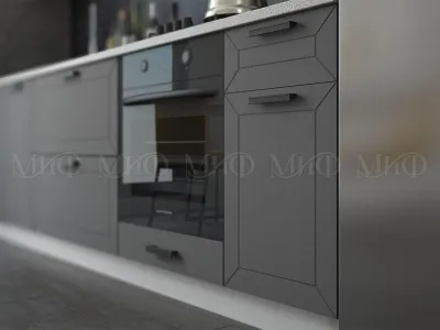Кухня «Монако» 2 метра Белый софт/Графит софт Компоновка №2