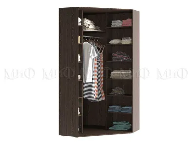 Шкаф «Ким» Угловой 2-х ств. Венге/Белый глянец (Ш*В*Г) 1100х2236х1100 мм