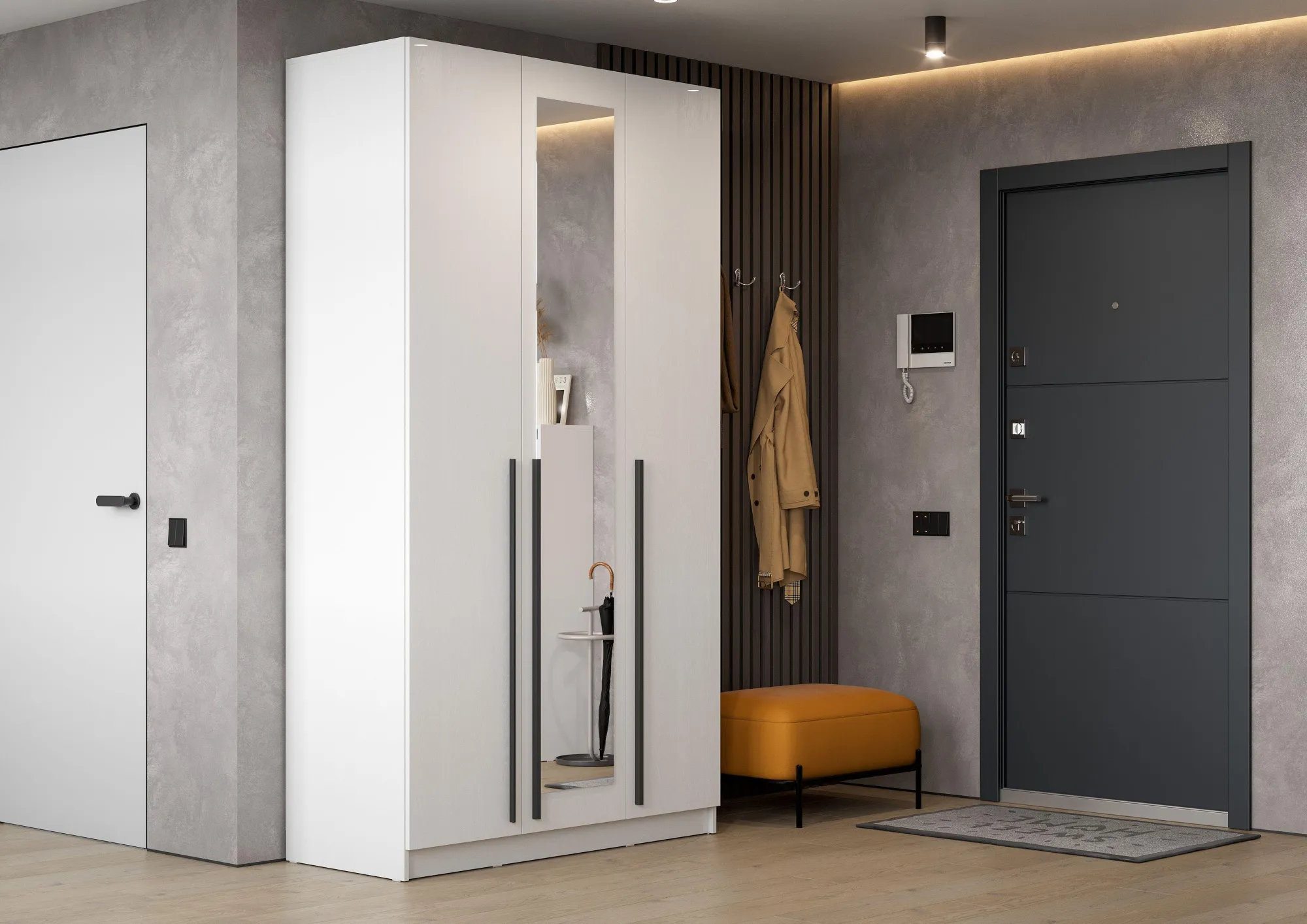 Шкаф распашной Берген ШК-1200 белое дерево/белое дерево 120 см