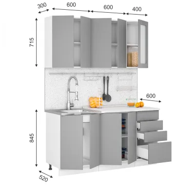 Кухня Кельн 1.6 м Софт пломбир / Софт карамель