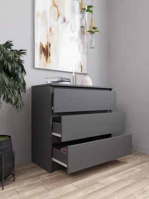 Комод «Челси» 800 (3 ящика) Графит/графит (ШхВхГ) 802х768х330 мм