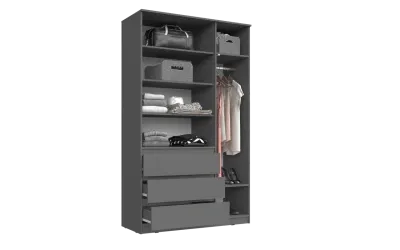 Шкаф «Челси» 1200 Графит/графит (ШхВхГ) 1202х2022х514 мм