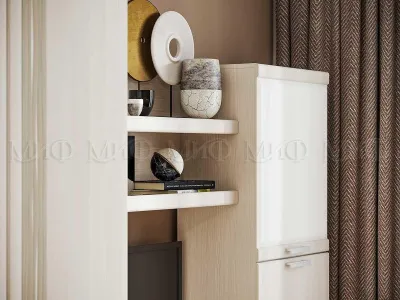 Гостиная «Асти» Вариант №3 Белый глянец/сандал (ШхВхГ) 3402х2150х382 мм