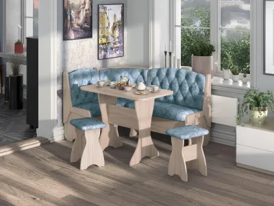 Кухонный уголок «Орхидея ЛЮКС» Ясень/Лагуна (ШхВхГ) 1500х850х1100 мм