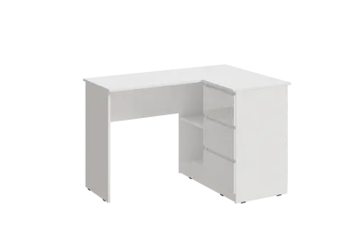Стол письменный угловой «Челси» Белый глянец/белый (ШхВхГ) 1300х768х904 мм