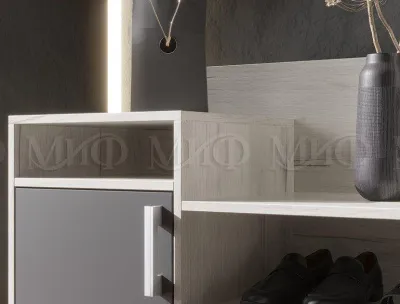 Прихожая «Визит» Графит/Дуб крафт белый (Ш*В*Г) 1440х2052х400 мм