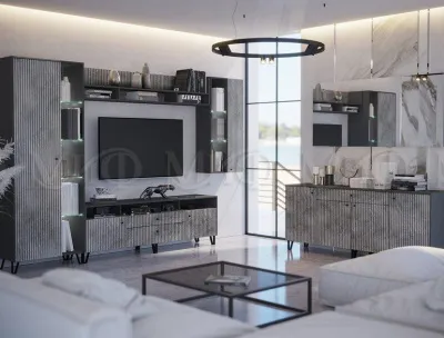 Тумба под ТВ Оливия Мрамор глянец/графит