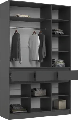 Прихожая Роджина Шкаф 3-х ств. Графит/дуб крафт белый 150 см