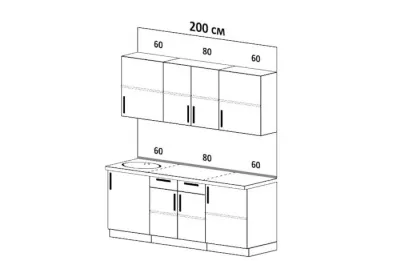 Кухня «Оливия» Белый глянец/Голдэн Пэлас 2 метра