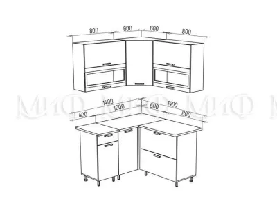 Кухня «Техно» Белый снег софт/Слива софт 140х140 метра Компоновка №2
