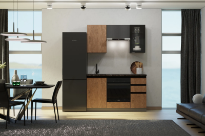 Кухня «Техно-6» 1.5 метра Графит/Амазония