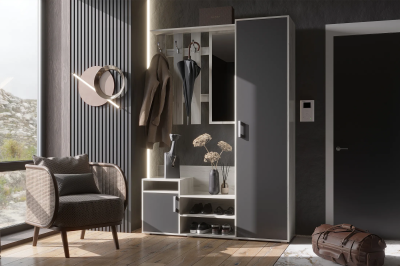 Прихожая «Визит» Графит/Дуб крафт белый (Ш*В*Г) 1440х2052х400 мм