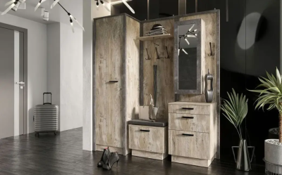 Прихожая «Амели» Дуб Юкон/Бетон темный (ШхВхГ): 1750х2016х490 мм