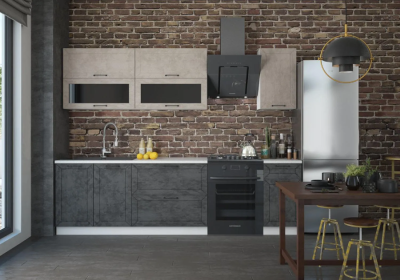 Кухня «Монако» 2 метра Камень светлый/темный Компоновка №2