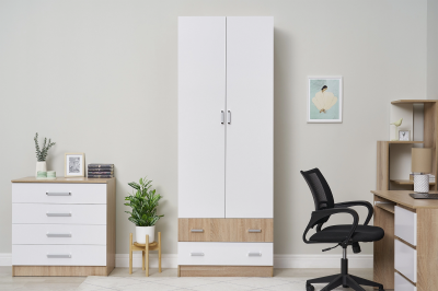 ДЕТ. Шкаф «Мартина» Сонома/Белый глянец (ШхВхГ) 800х2200х400 мм