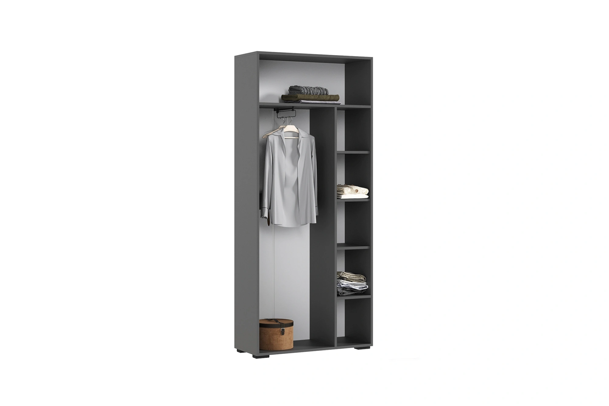 Гостиная «Роджина» Шкаф 2-х ств. Графит софт/Дуб крафт белый (Ш*В*Г) 800х1826х346 мм