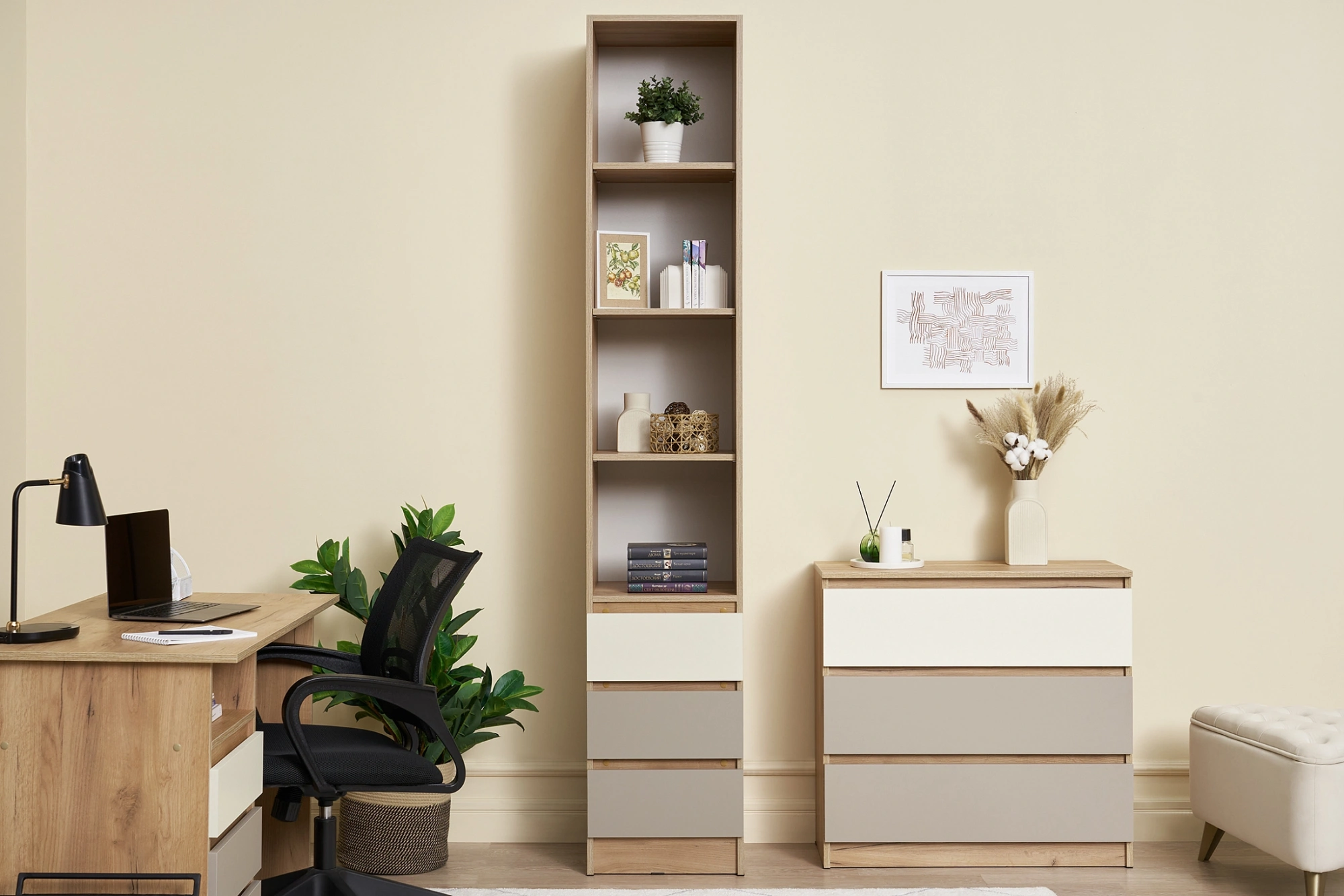 Пенал Челси Color Глиняный серый+Слоновая кость