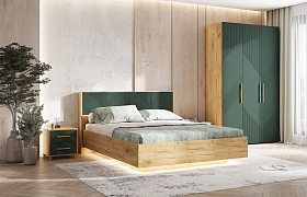 Спальня Ирис Дуб крафт/Браш Мени Грин Спальня Ирис Дуб крафт/Браш Мени Грин