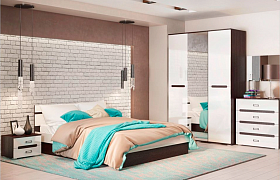 Спальня Ким Венге-Белый глянец Спальня Ким Венге-Белый глянец