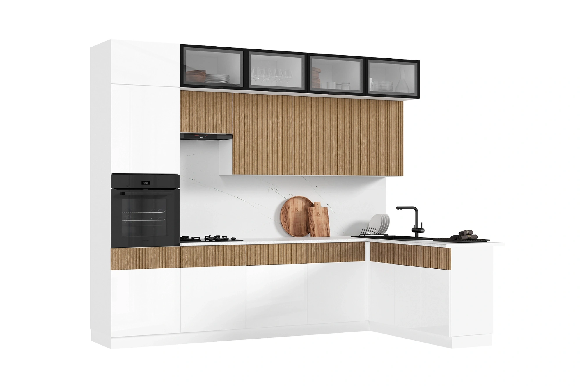 Кухня «Оливия» угловая Голдэн Пэлас/Белый 3.0*1.8 м