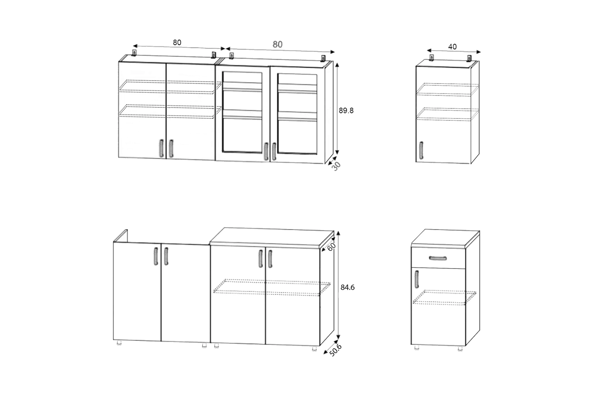 Кухня «Престиж» компоновка №3 Жемчуг шервуд 2 метра