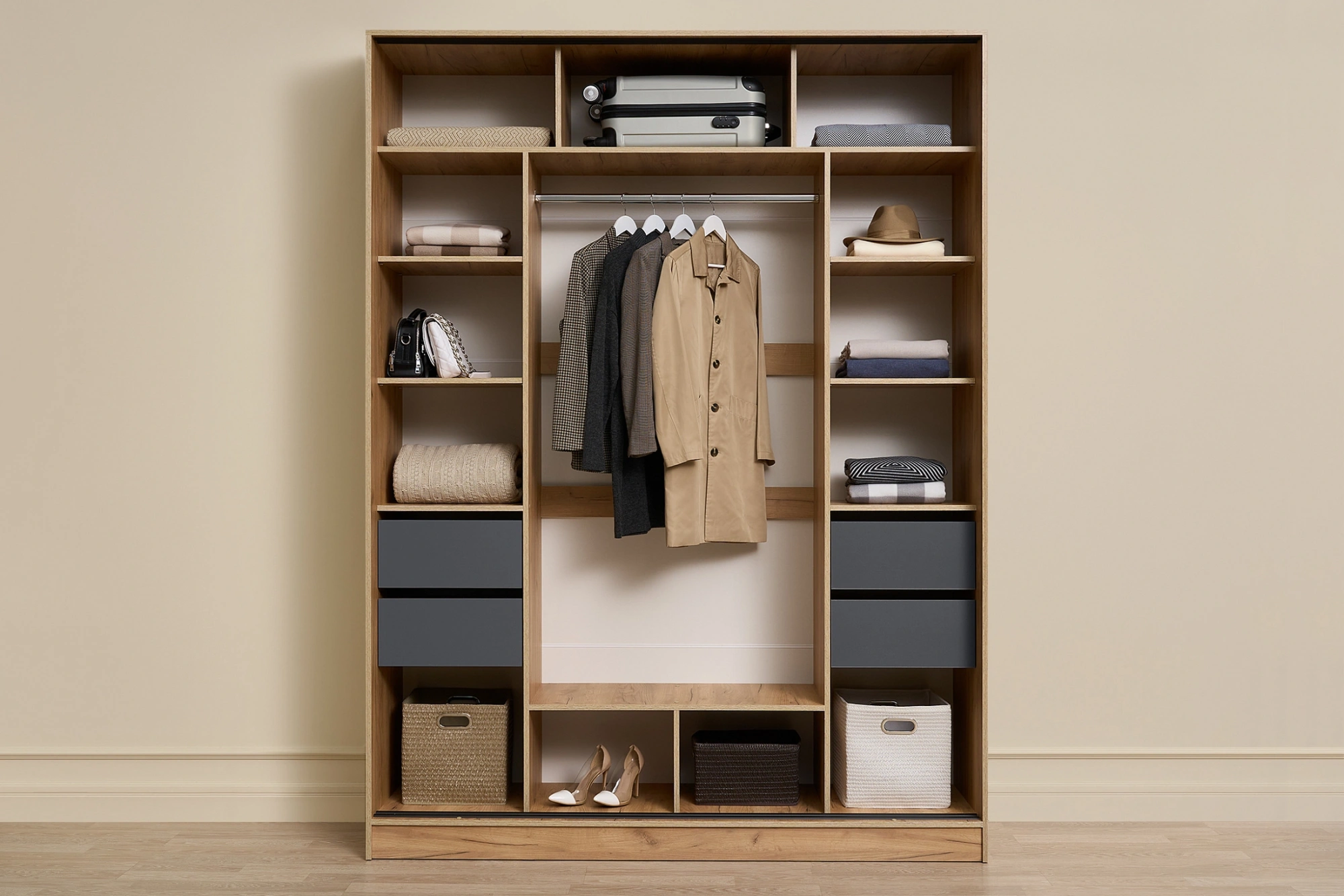 Прихожая Роджина Шкаф-купе Дуб крафт/Графит 180 см