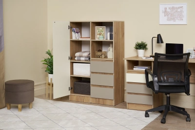 Шкаф комбинированный Челси Color Глиняный серый+Слоновая кость