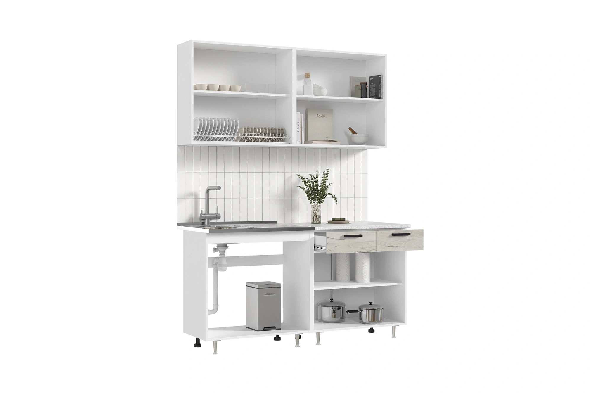 Кухня «Рио NEW» ЛДСП дуб крафт белый 1.6 м