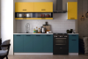 Кухня «Техно» Горчица софт/Атлантик софт 2 метра Компоновка №2