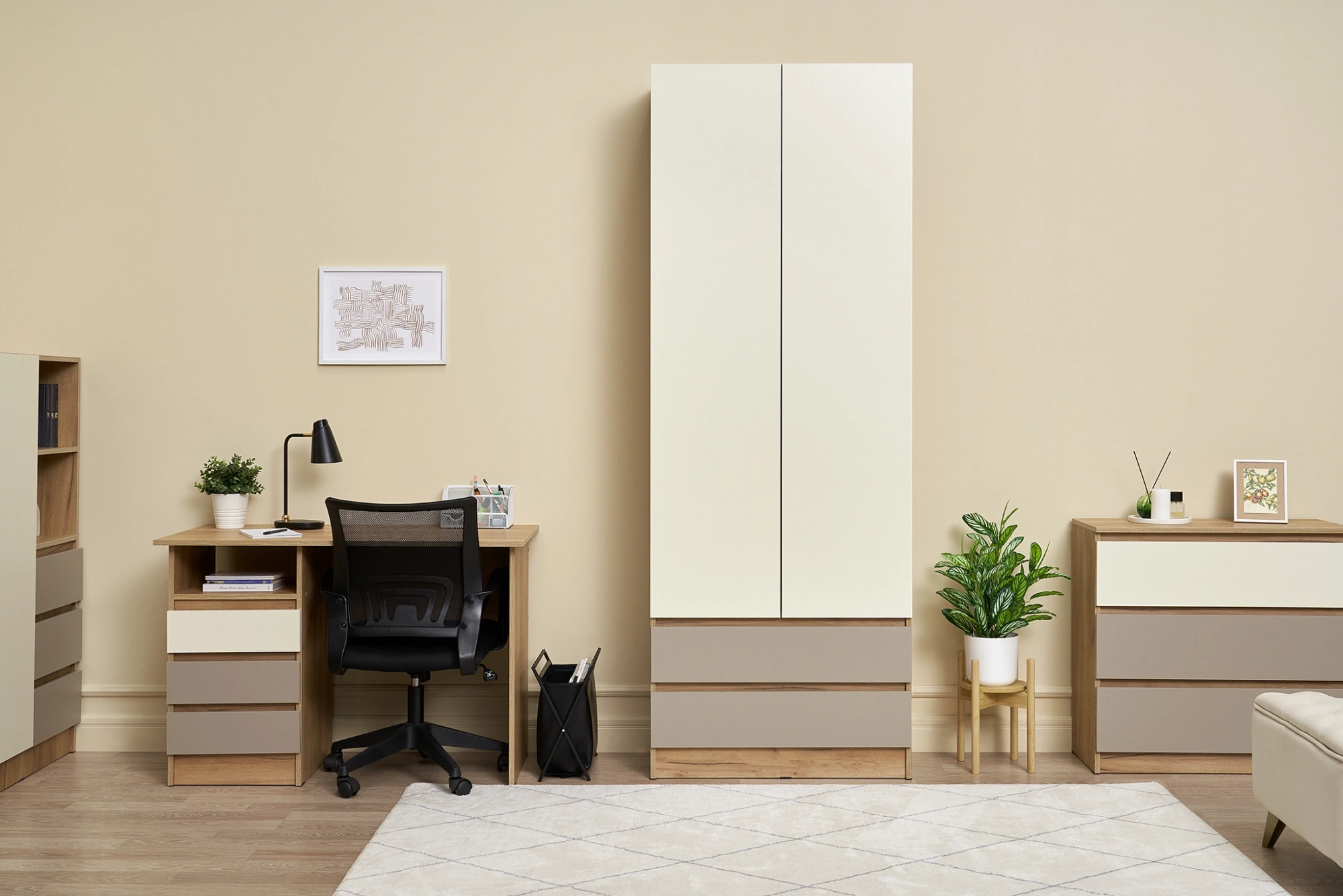 Шкаф Челси Color Глиняный серый+Слоновая кость