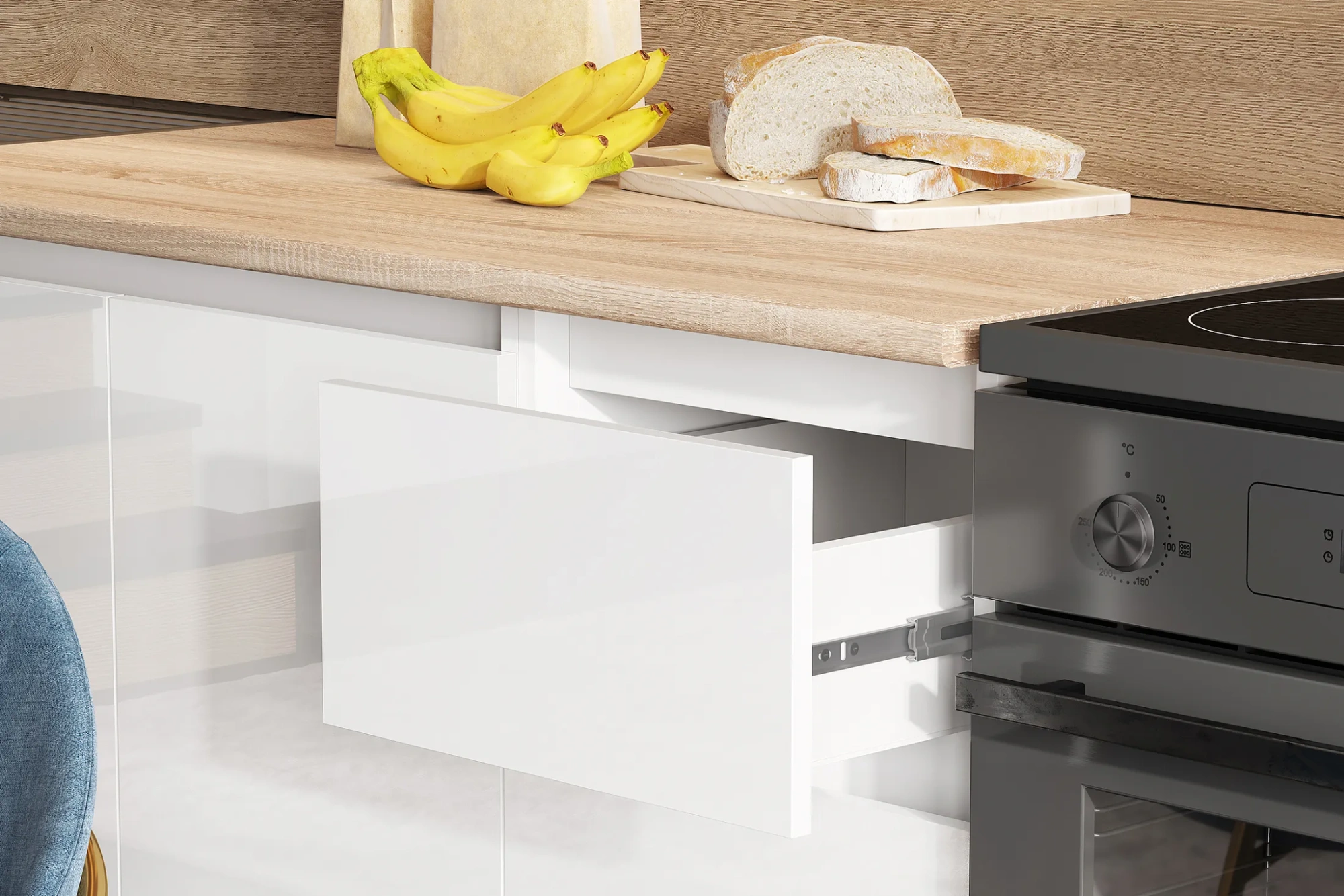 Кухня «Челси» Белый глянец/Белый 2 метра