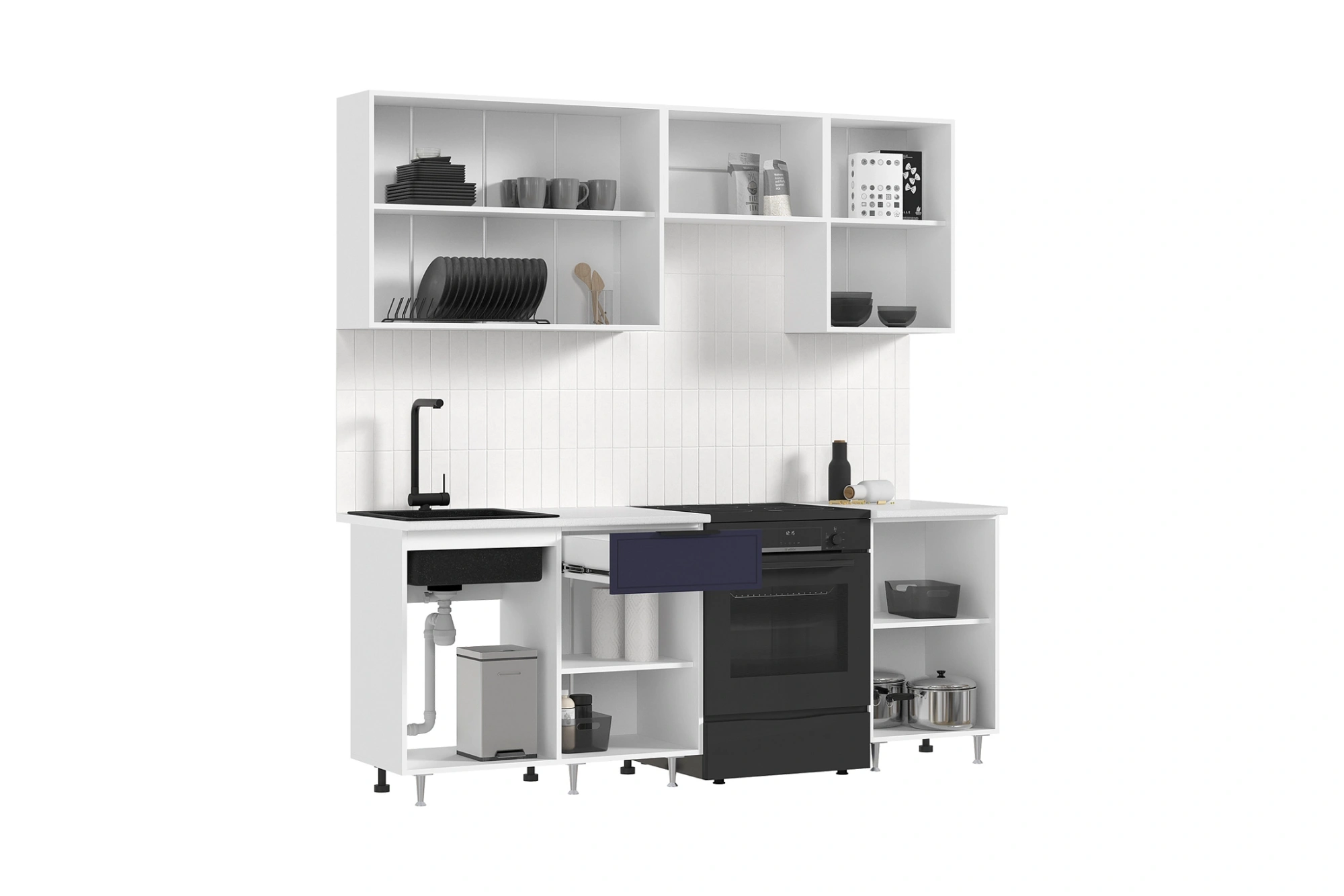 Кухня «Николь» Сапфировый/Белый 2.1 м