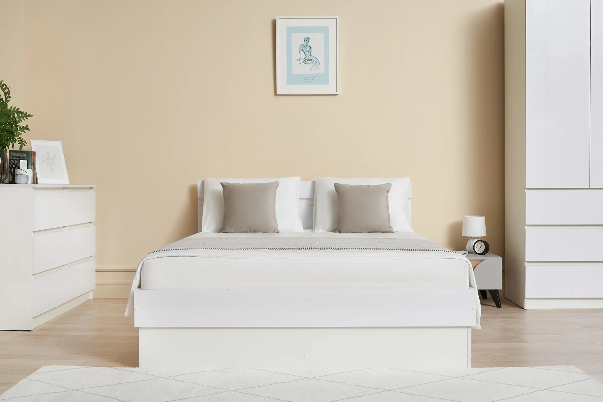 Кровать «Челси» 1.4 м Белый глянец/белый (ШхВхГ) 1435х800х2053 мм