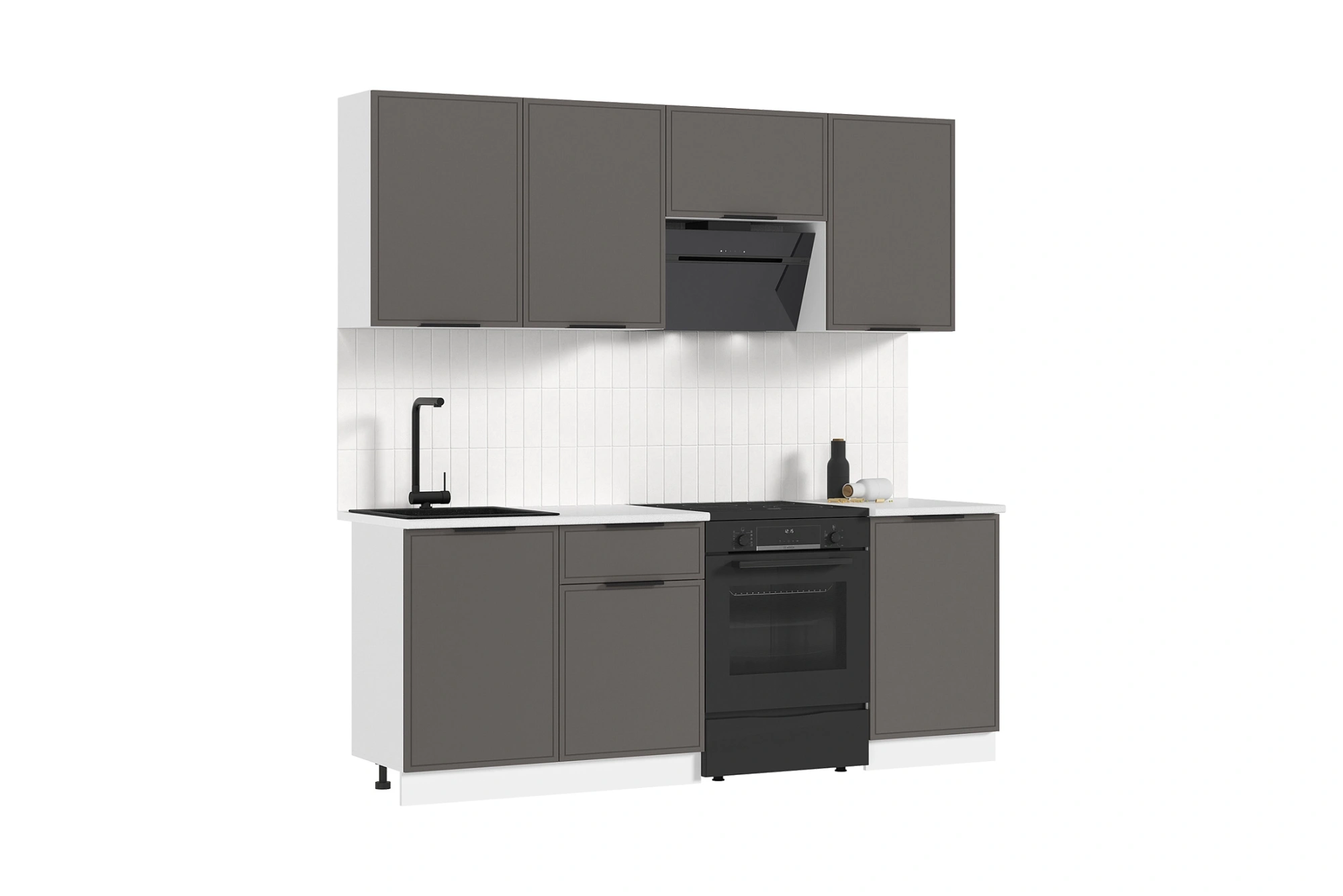 Кухня «Николь» Холст Вулканический/Белый 2.1 м