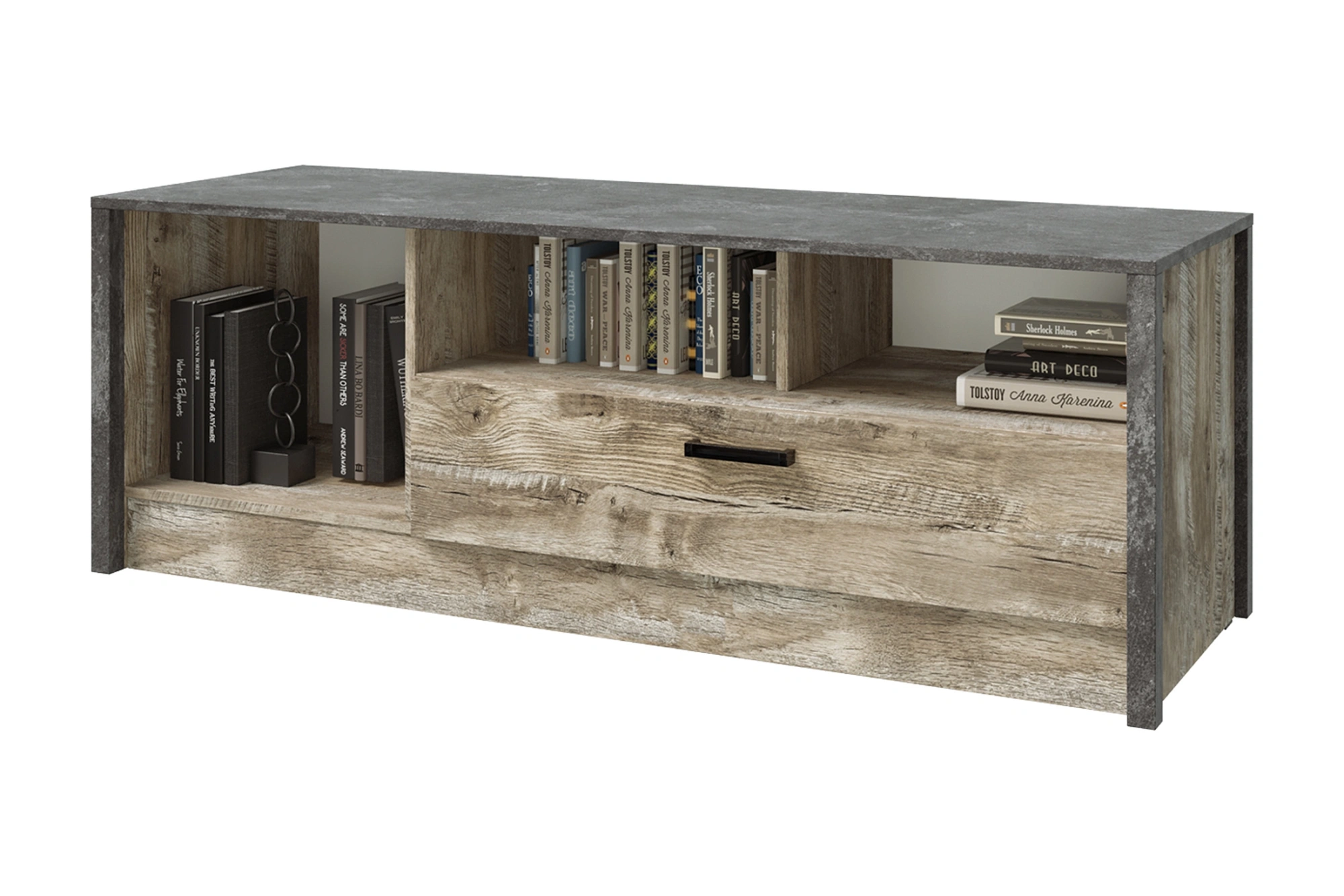 Тумба под ТВ «Амели» Дуб юкон/Бетон темный (ШхВхГ) 1500*520*490 мм