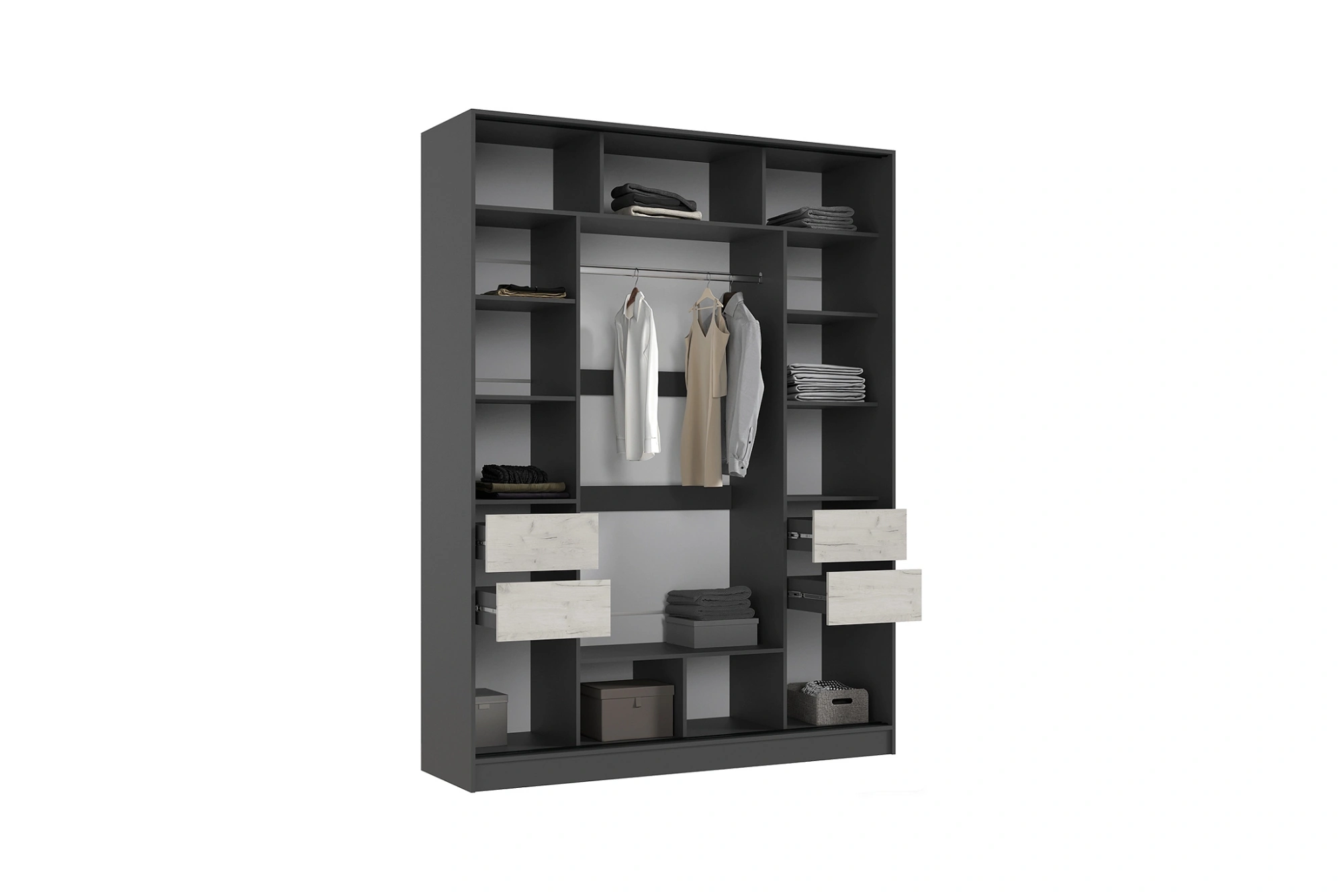 Прихожая Роджина Шкаф-купе Графит/Дуб крафт белый 180 см