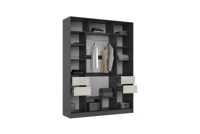 Прихожая Роджина Шкаф-купе Графит/Дуб крафт белый 180 см