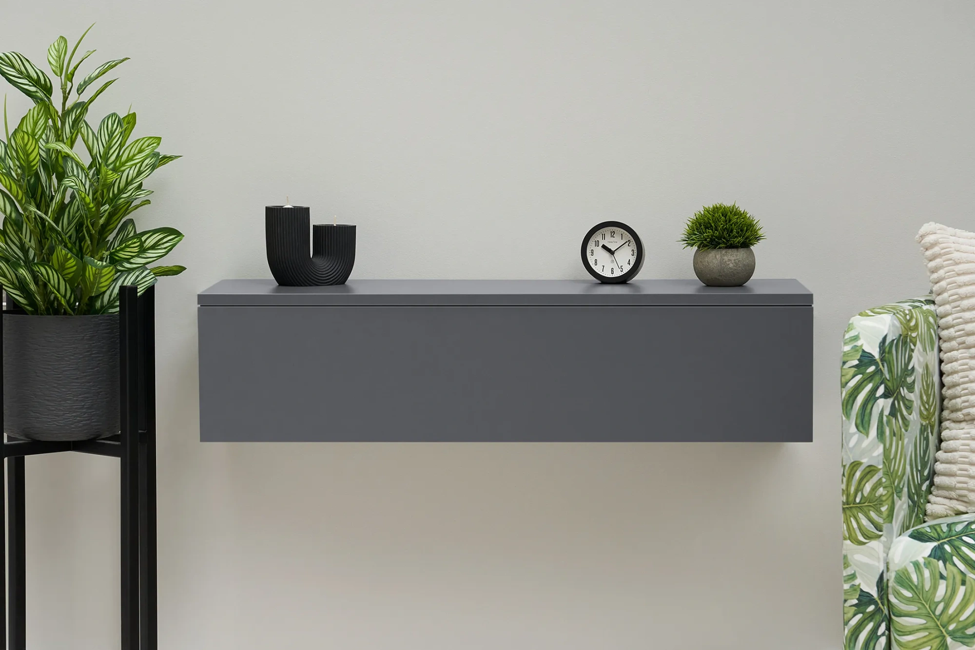 Тумба подвесная «Челси» Графит/графит (ШхВхГ) 900х216х300 мм