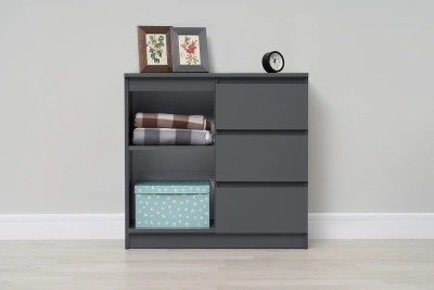 Комод «Челси» 800 (3 ящика 1 дверь) Графит/графит (ШхВхГ) 802х768х330 мм