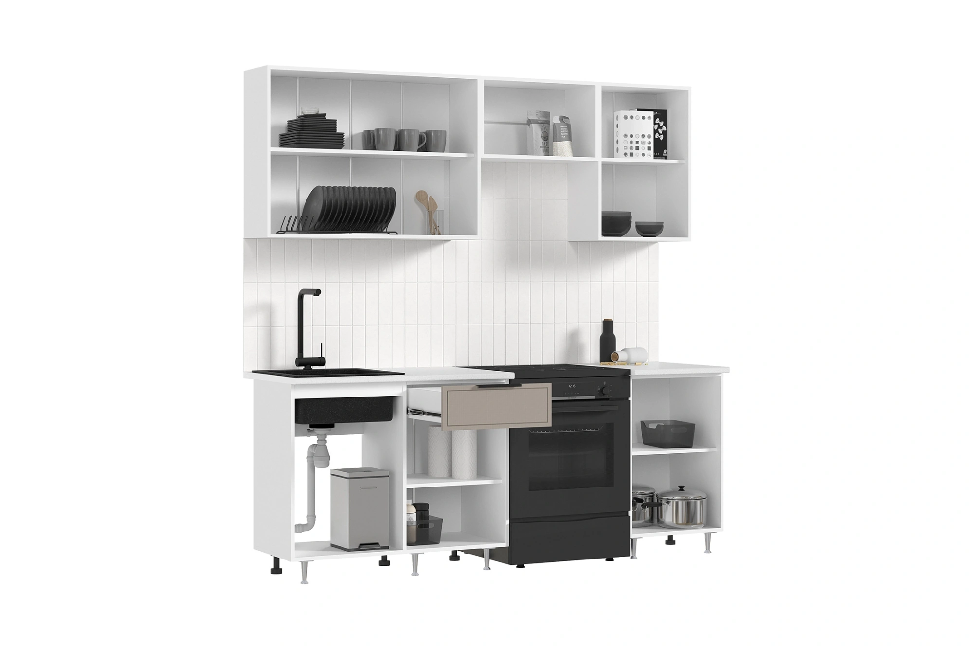 Кухня «Николь» Латте/Белый 2.1 м