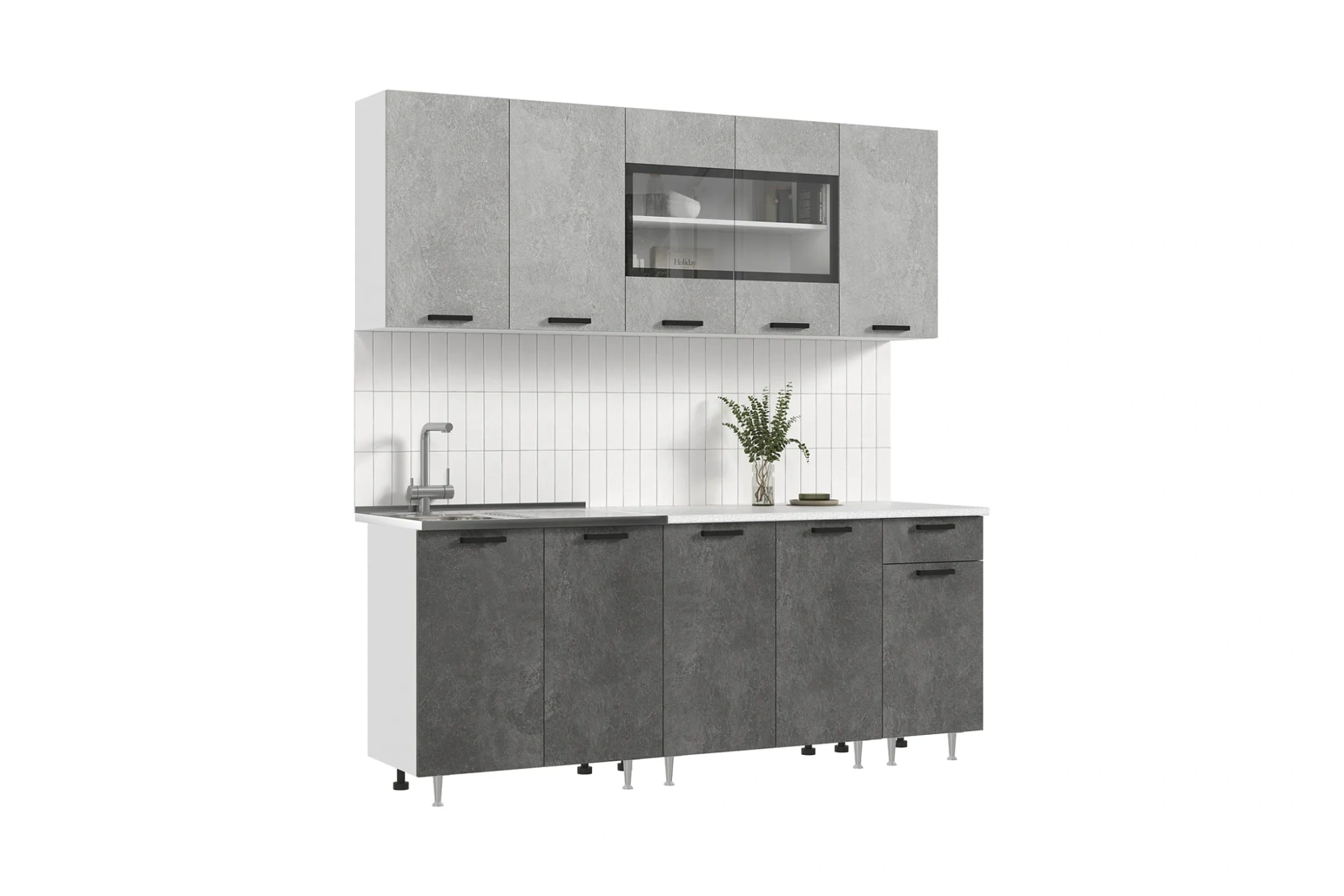 Кухня «Рио NEW» ЛДСП бетон светлый/бетон темный 2 метра