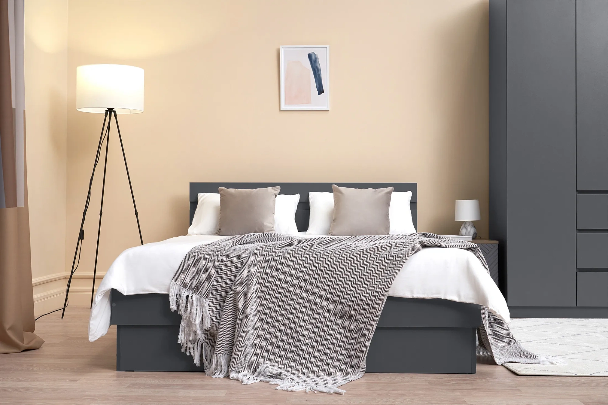 Кровать «Челси» 1.6 м Графит/графит (ШхВхГ) 1635х800х2053 мм