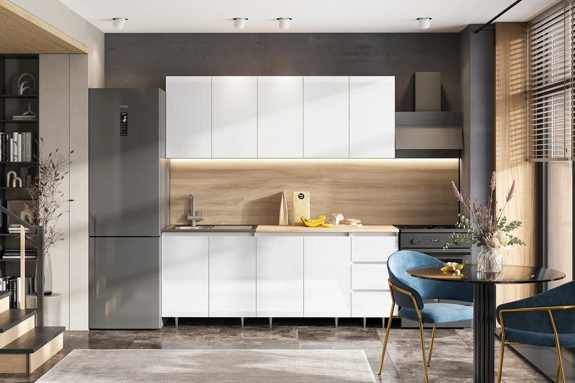 Кухня «Челси» Белый глянец/Белый 2 метра