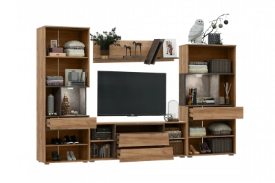 Гостиная «Соренто» Дуб крафт/Бетон темный Комплектации 1 (ШхВхГ) 2808х2006х418 мм Гостиная «Соренто» Дуб крафт/Бетон темный Комплектации 1 (ШхВхГ) 2808х2006х418 мм