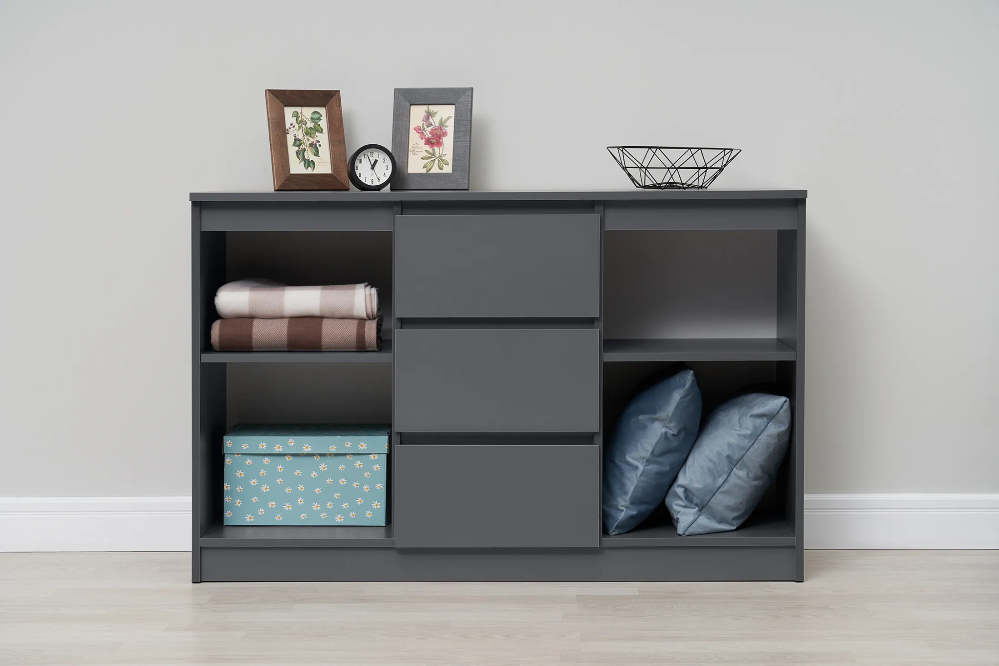 Комод «Челси» 1200 (2 двери 3 ящика) Графит/графит (ШхВхГ) 1200х768х450 мм