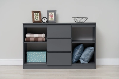 Комод «Челси» 1200 (2 двери 3 ящика) Графит/графит (ШхВхГ) 1200х768х450 мм