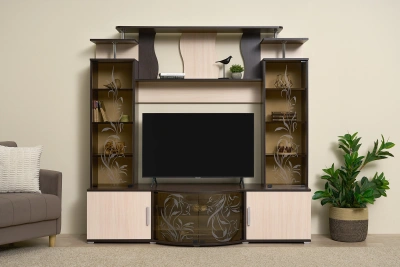 Гостиная «Виста» Центр. секция Дуб беленый/Венге (Ш*В*Г) 1850х1800х560 мм